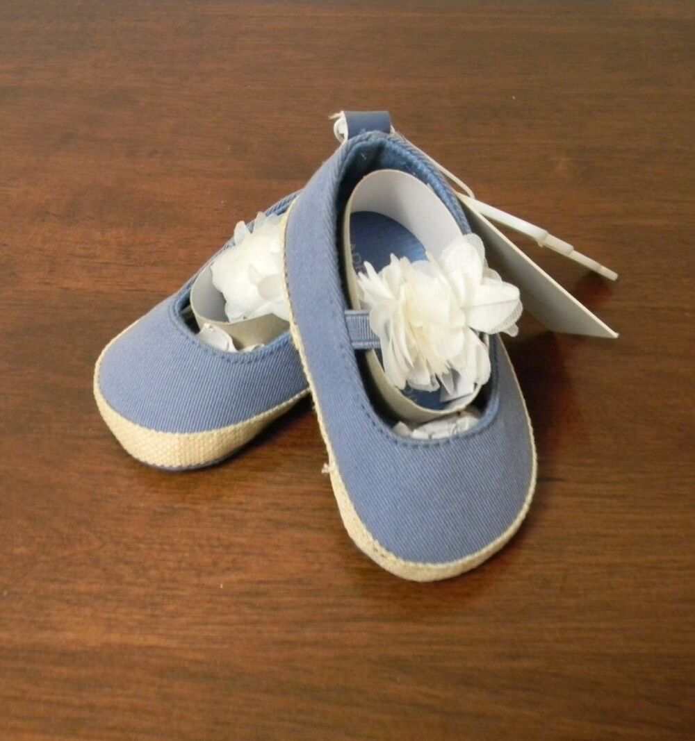 Adrienne Vittadini Bambini Crib Shoes for Baby Blue Mary Janes Ballet 6-9M NEW